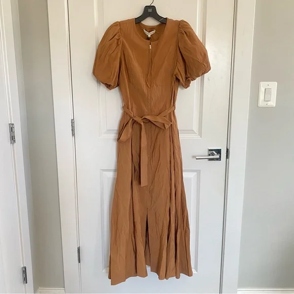 Anthropologie English Factory Short-Sleeve Tie-Waist Midi Dress Sz M NWT - Picture 3 of 5
